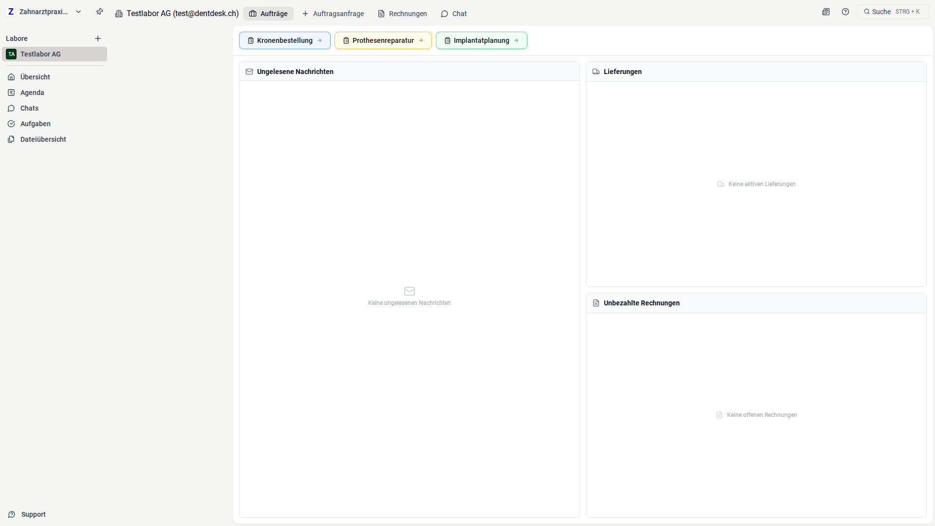 Labor-Dashboard in dentCONNECT